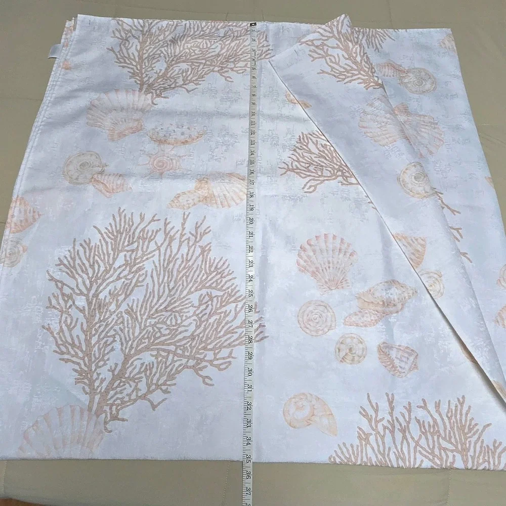 Coastal Coral Seashell Cloth Shower Curtain 69x70 White Peach - Whole Home Brand